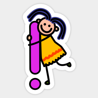 Letter Exclamation Mark for girls alphabet Kids Colorful Cartoon Character Sticker